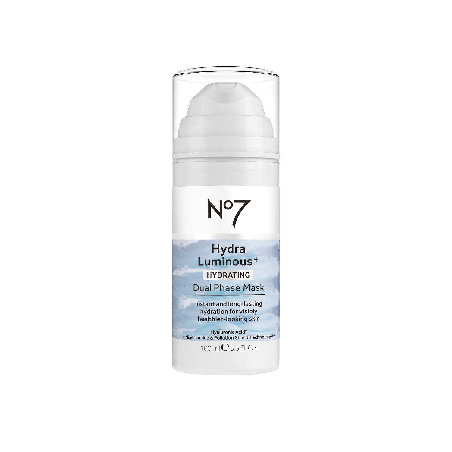 No7 HydraLuminous+ Dual Phase Hydrating Face Mask, 3.5 Fl Oz | Hyaluronic Acid Overnight Mask, Vitamin B3 Niacinamide, Skin Barrier Repair, Radiant-Looking Skin