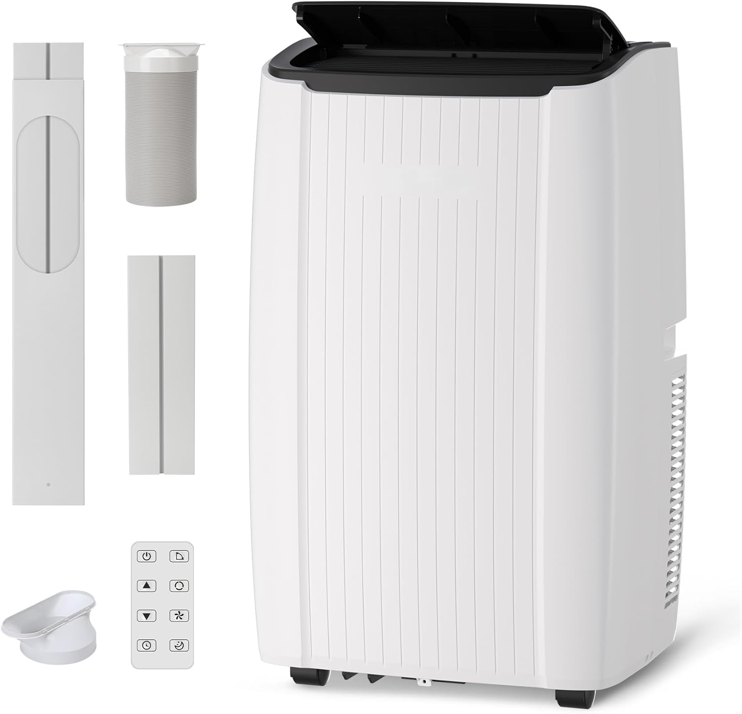 12,000 BTU Portable Air Conditioner, 4-IN-1 Portable AC Unit for Rooms Up to 550 Sq. Ft. with Cooling, Dehumidifier, Fan, Sleep, Auto Swing, LED Display, 24H Timer, Remote & Installation Kits Included