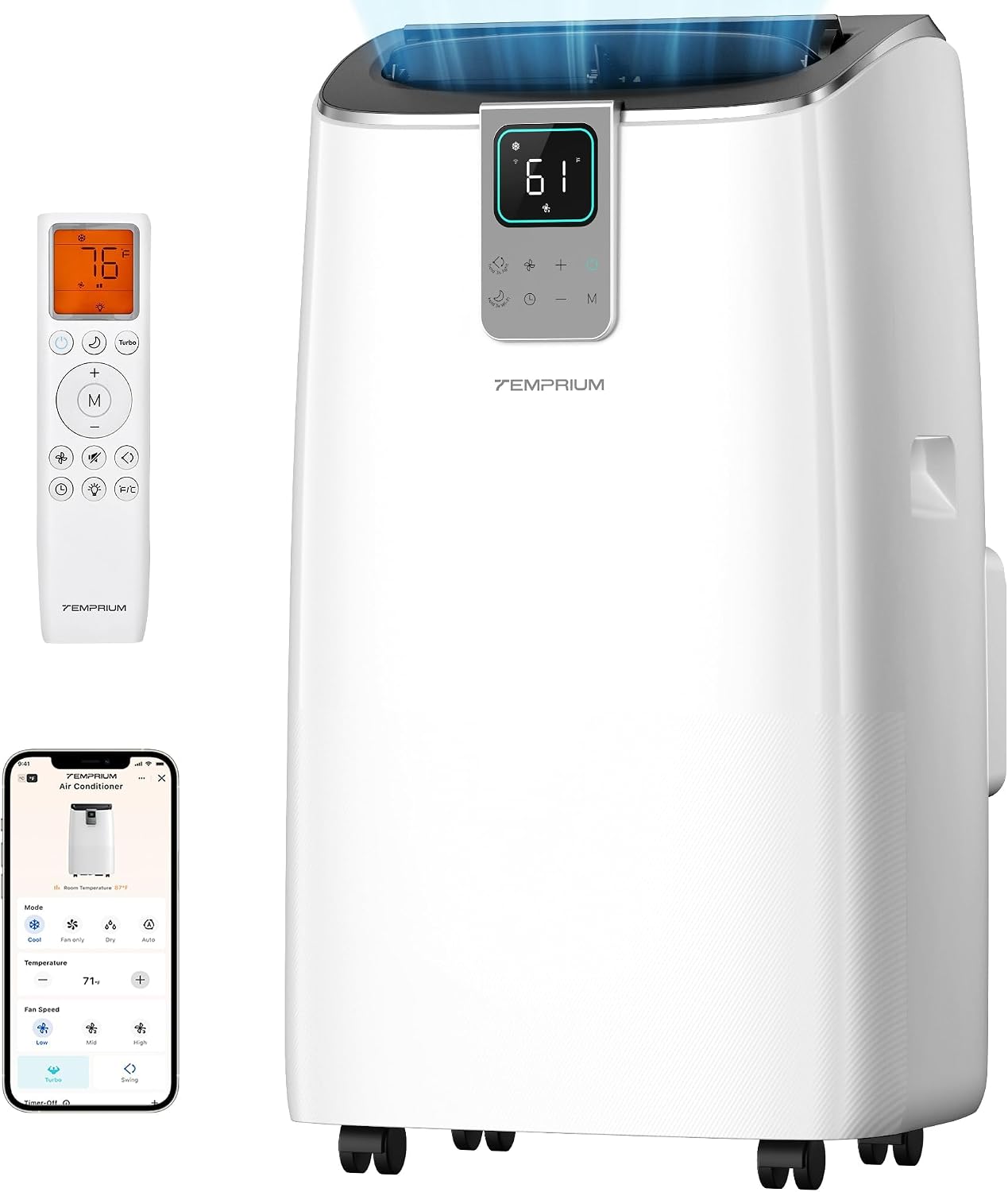 12,000 BTU Portable Air Conditioner, 41dB Ultra Quiet AC Unit for Bedroom Home, Cools Up to 600 Sq.Ft, Dual Motor 4-in-1 Smart WiFi with App/Alexa/Remote, Silent Mode, Easy Install Window Kit