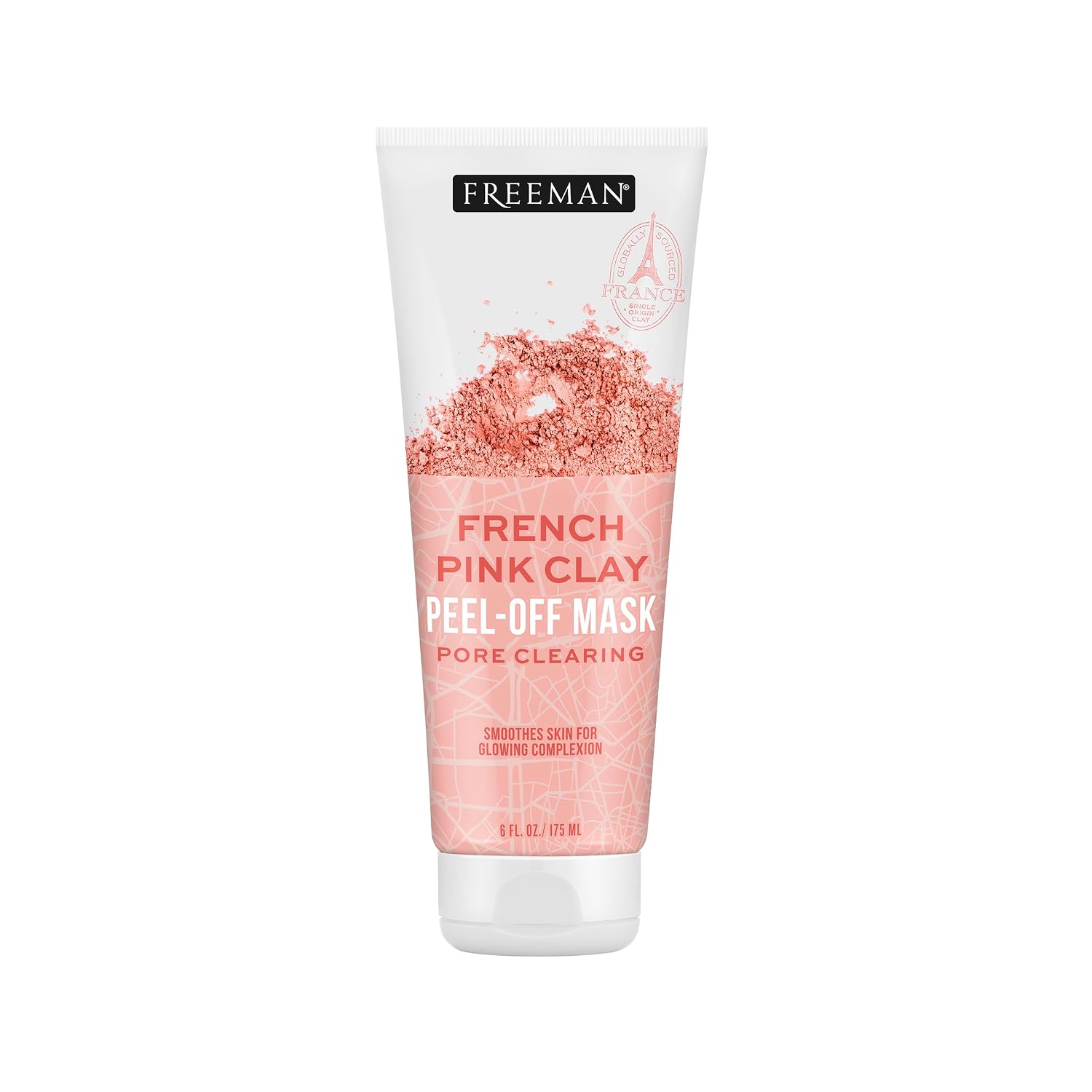 Freeman Exotic Blends French Pink Clay Peel Off Face Mask, 6 fl oz | Pore clearing peel off mask, detoxifies and removes impurities, clean skincare for normal and combination skin