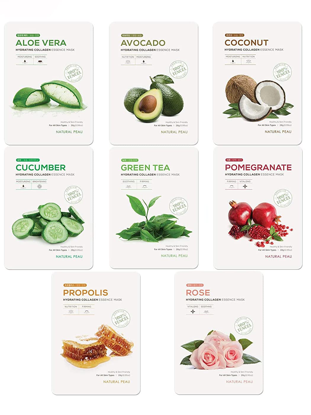 [8 Variety Packs] Hydrating Collagen Essence Face Mask (28 g / 0.99 oz.)