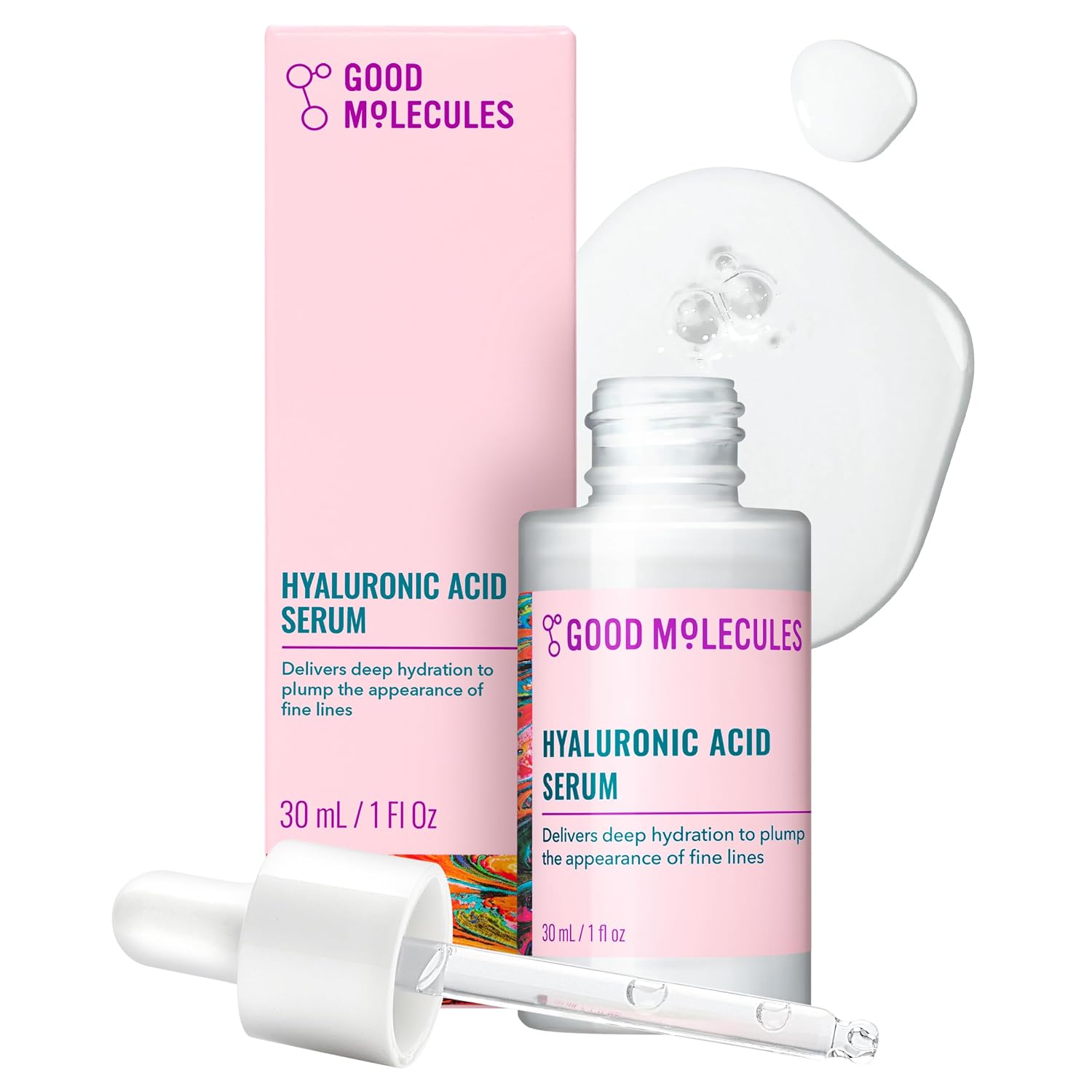 Good Molecules Hyaluronic Acid Serum for Face, Hydrating Serum, 1 fl oz | Deeply hydrates to plump the look of fine lines. Boosts skin hydration after one use. All skin types.