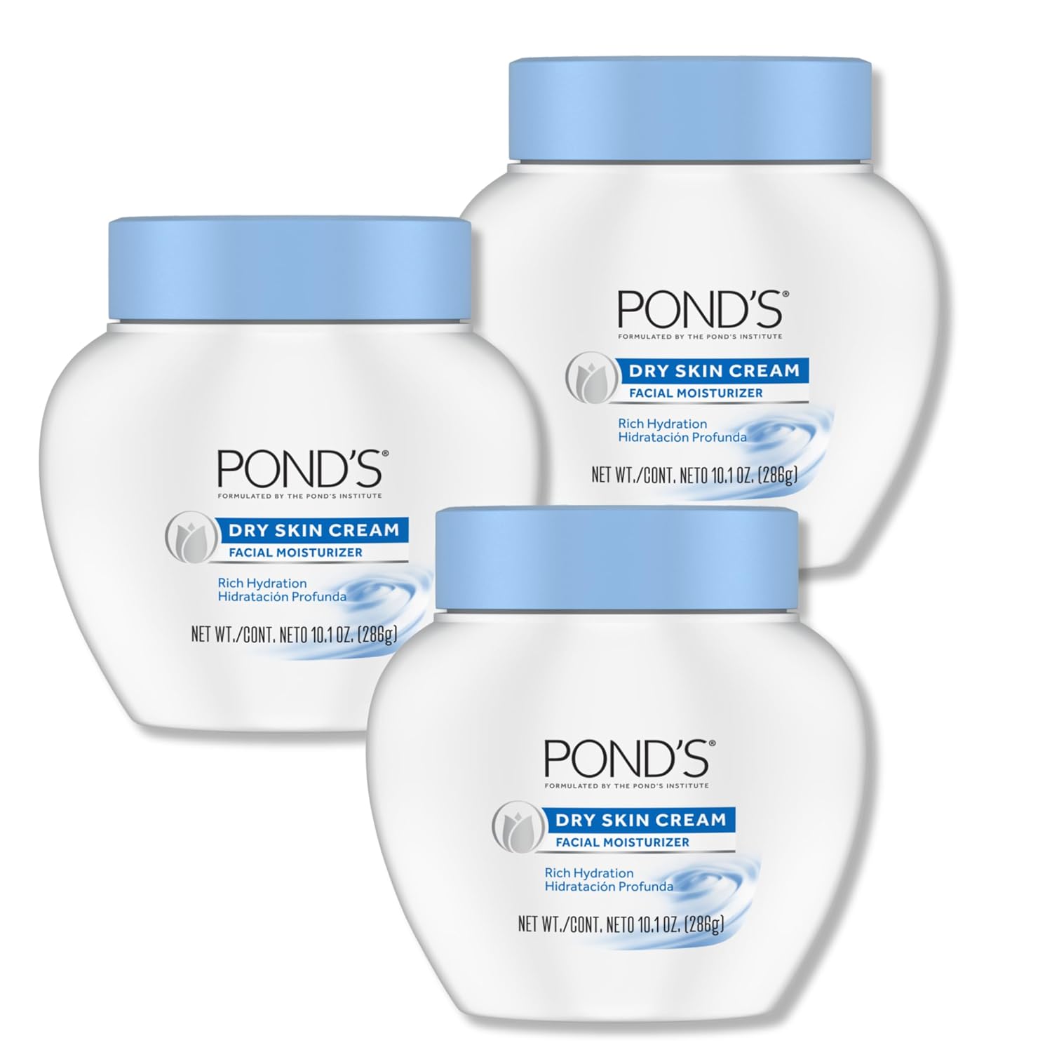 POND’S Dry Skin Cream, Deep Hydration Face Moisturizer for Radiant Skin, Dermatologist Tested, Non-Comedogenic, 10.1 oz, 3 Pack