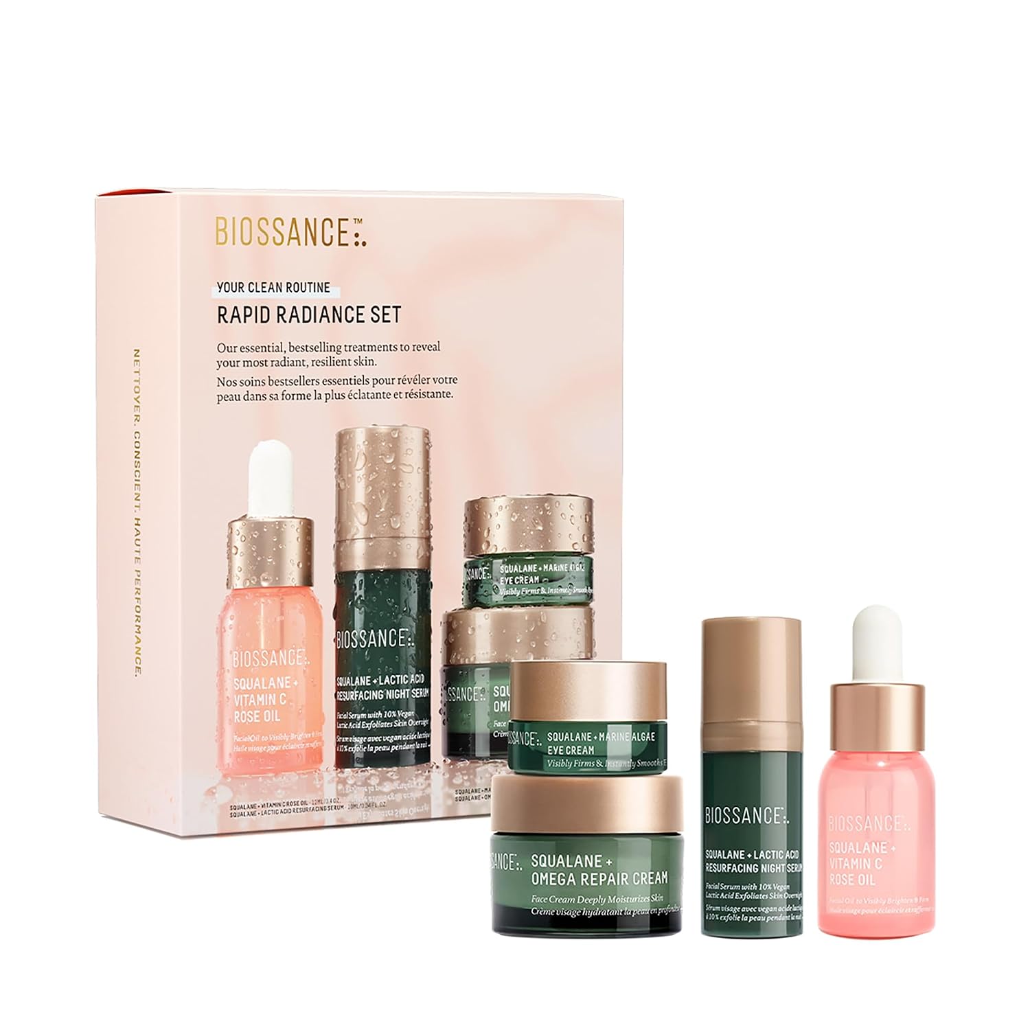 BIOSSANCE Rapid Radiance Set - Clean Skincare Gift for Glowing Skin | Valentine's Day beauty gift for her