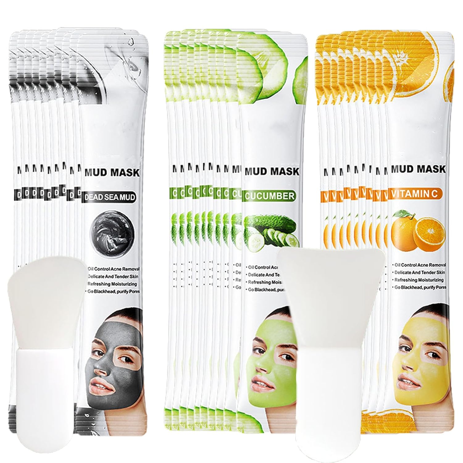 Etuanxi 30Pcs Recovery Mud Mask Clay Mask for Face Vitamin C & Cucumber & Dead Sea Mud Masks for Face Face Mask Moisturizing Deep Cleansing Mud Mask Skin Care Set
