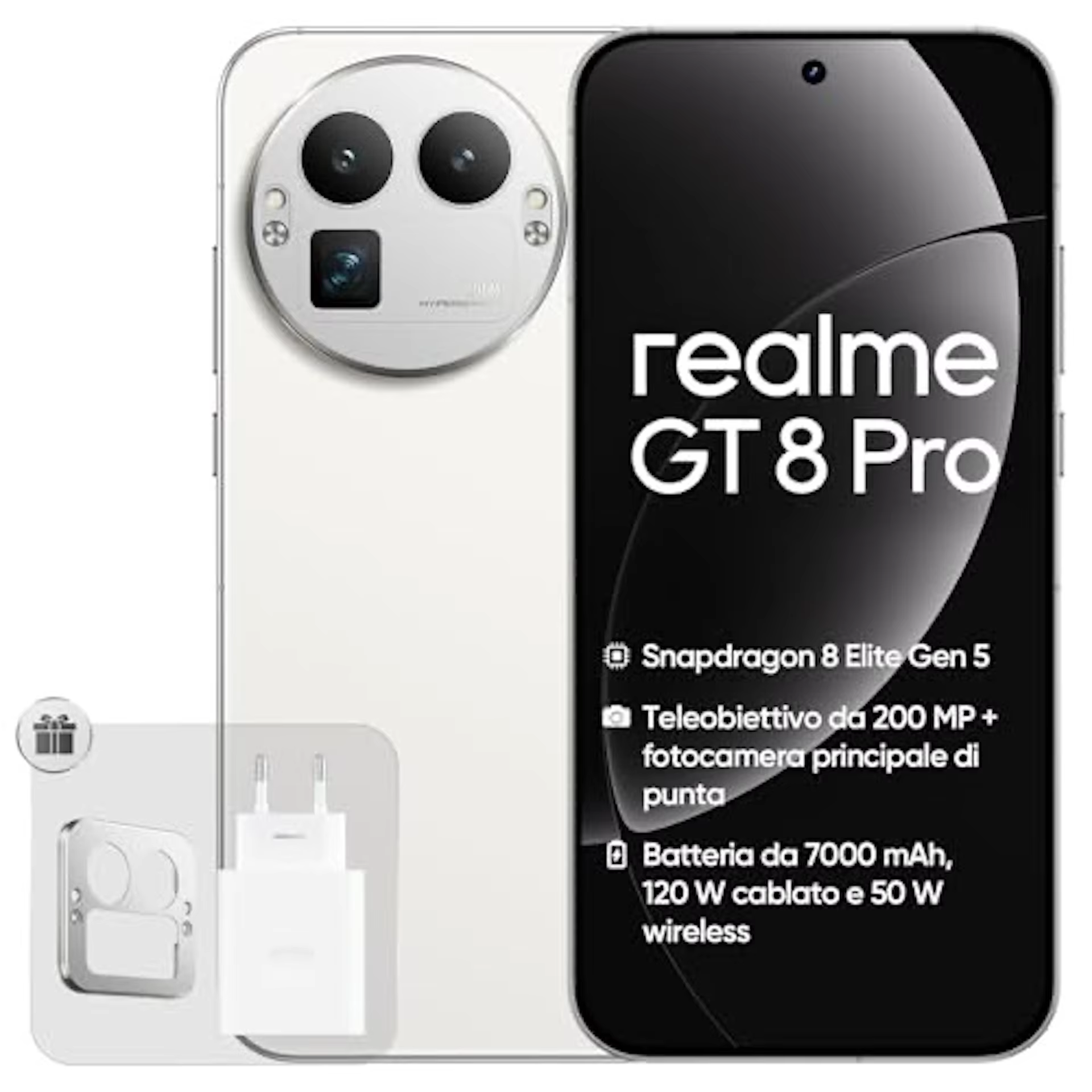 realme GT 8 Pro, 16+512 Go, Snapdragon 8850, appareil photo 200 MP, batterie 7000 mAh, chargeur 120 W et adaptateur secteur inclus