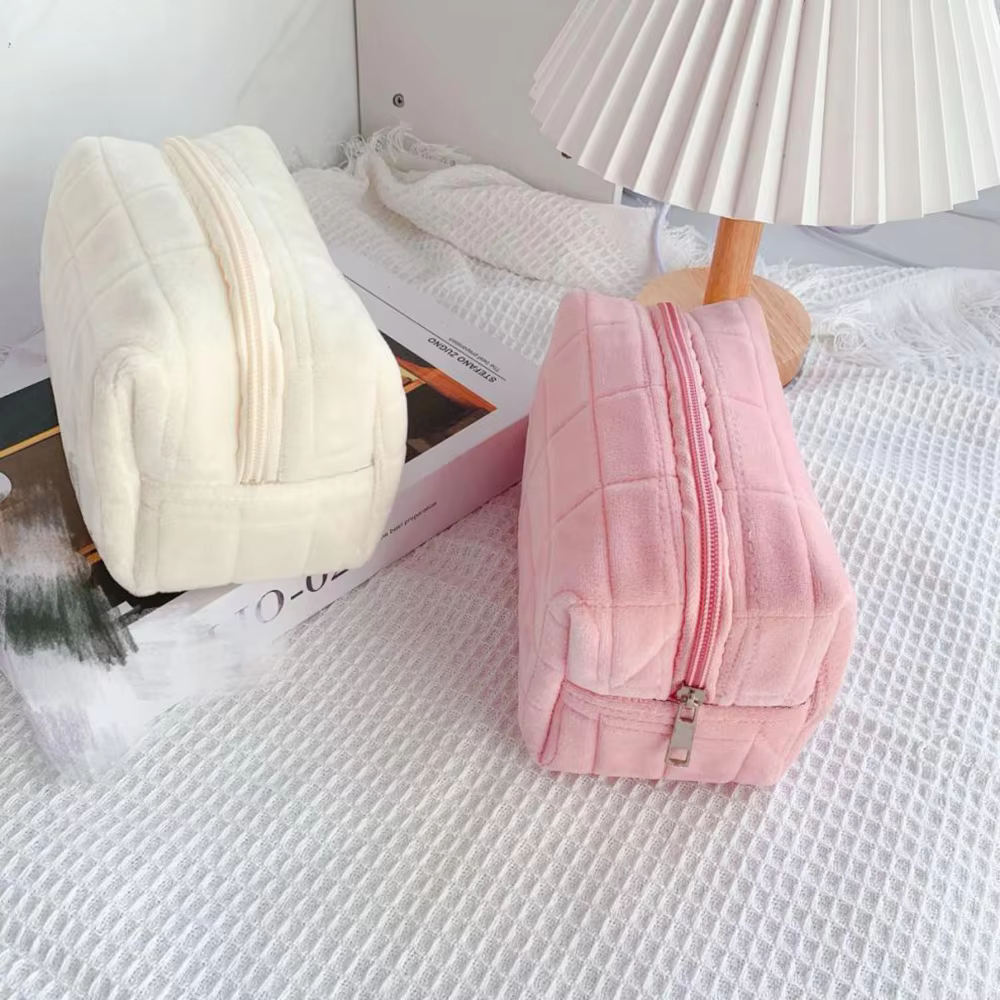 Cute Plush Makeup Bag for Women Portable Travel Small Cosmetic Bags Solid Color Zipper Toiletry Bag Washing Pouch Storage Bags - AliExpress 1524