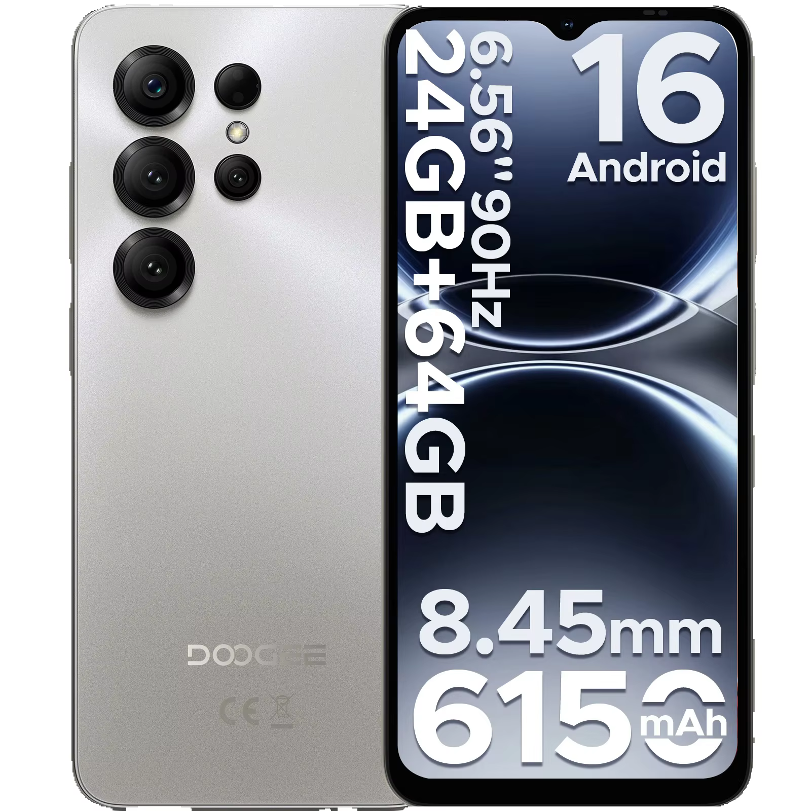 Version Globale DOOGEE Note56 X Smartphone Android 16 24 Go de RAM (3 Go + 21 Go) 64 Go de ROM Écran 6,56'' Batterie 6150 mAh Téléphone Mobile