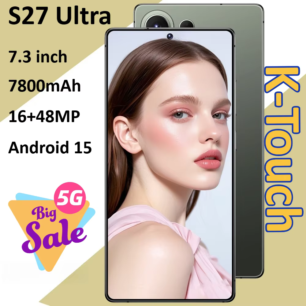 Téléphones mobiles K-Touch S27 Ultra, Smartphone Android 15 5G, Double carte SIM, Double veille, Écran 7,3 pouces, Appareil photo 16+48MP, 22Go+2To, Batterie 7800mAh, Déverrouillage facial d'usine, Ve
