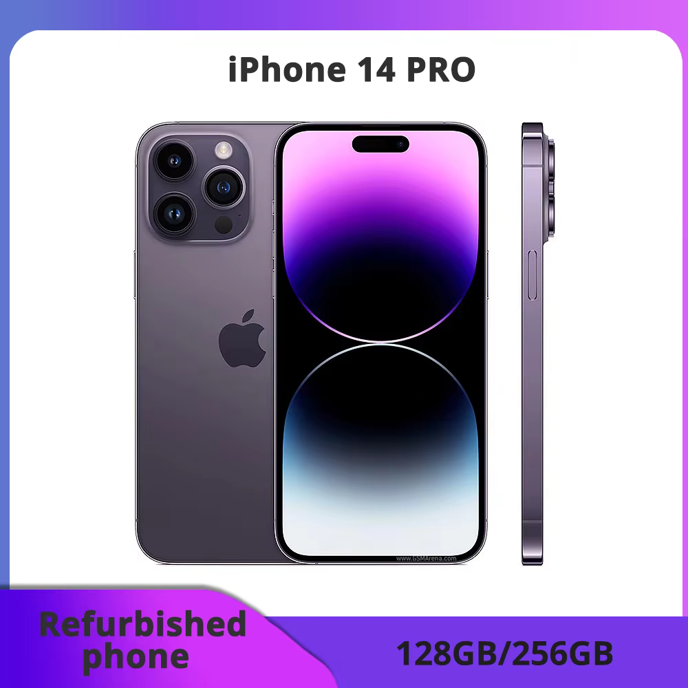 iPhone 14 Pro 128/256GB ROM, écran OLED 6,1", Face ID, NFC, processeur A15, smartphone débloqué, emballage officiel
