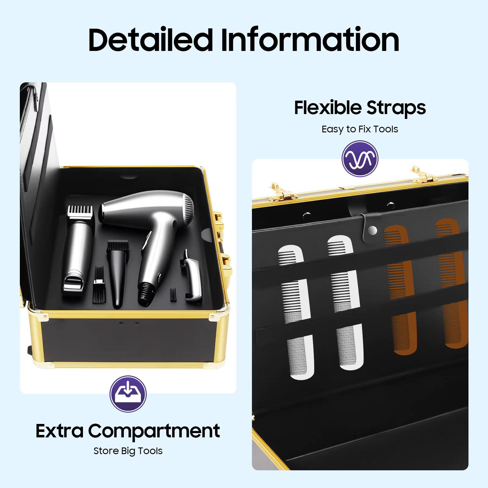 Large Makeup Case Mobile Barber Stylist Organizer Portable Beauty Case with 2 Combination Locks for Cosmetics Hair Tools - AliExpress 1524