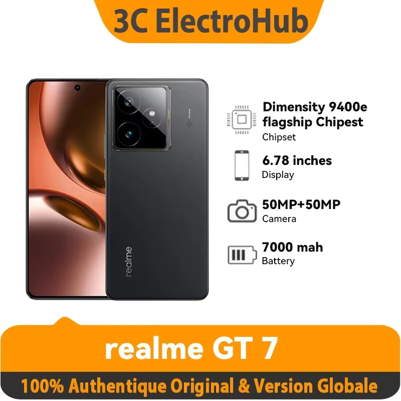 Realme GT 7 , Dimensity 9400e Flagship 5G, 6.78 Inch, 120Hz Cooler, 120W Fast Charge, 7000mAh , 50MP 2X, IP69 - AliExpress 509