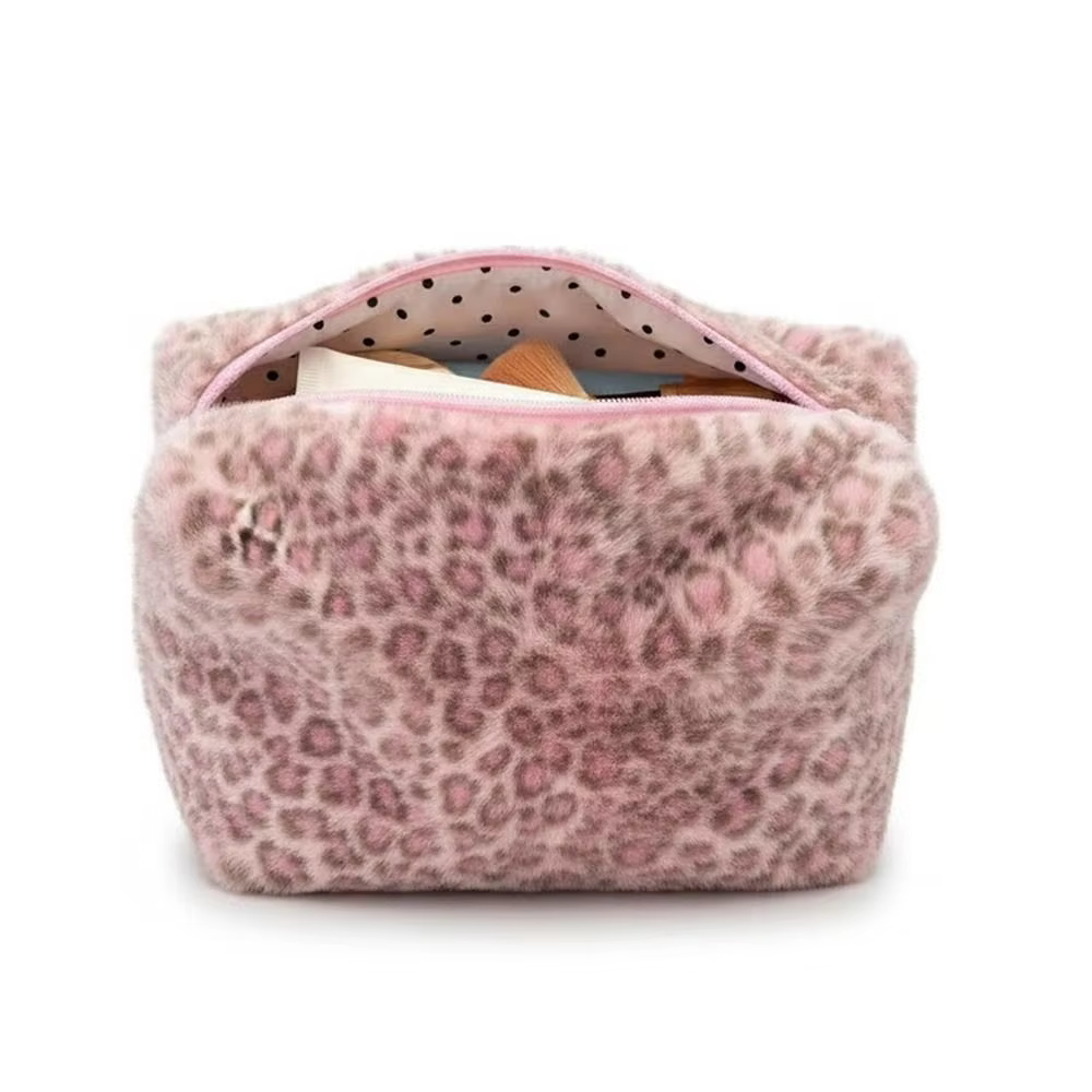 Durable Fuzzy Makeup Bag Large Capacity Leopard Print Toiletry Organizer Portable Cosmetic Bag Girls Travel Storage Pouch - AliExpress 1524