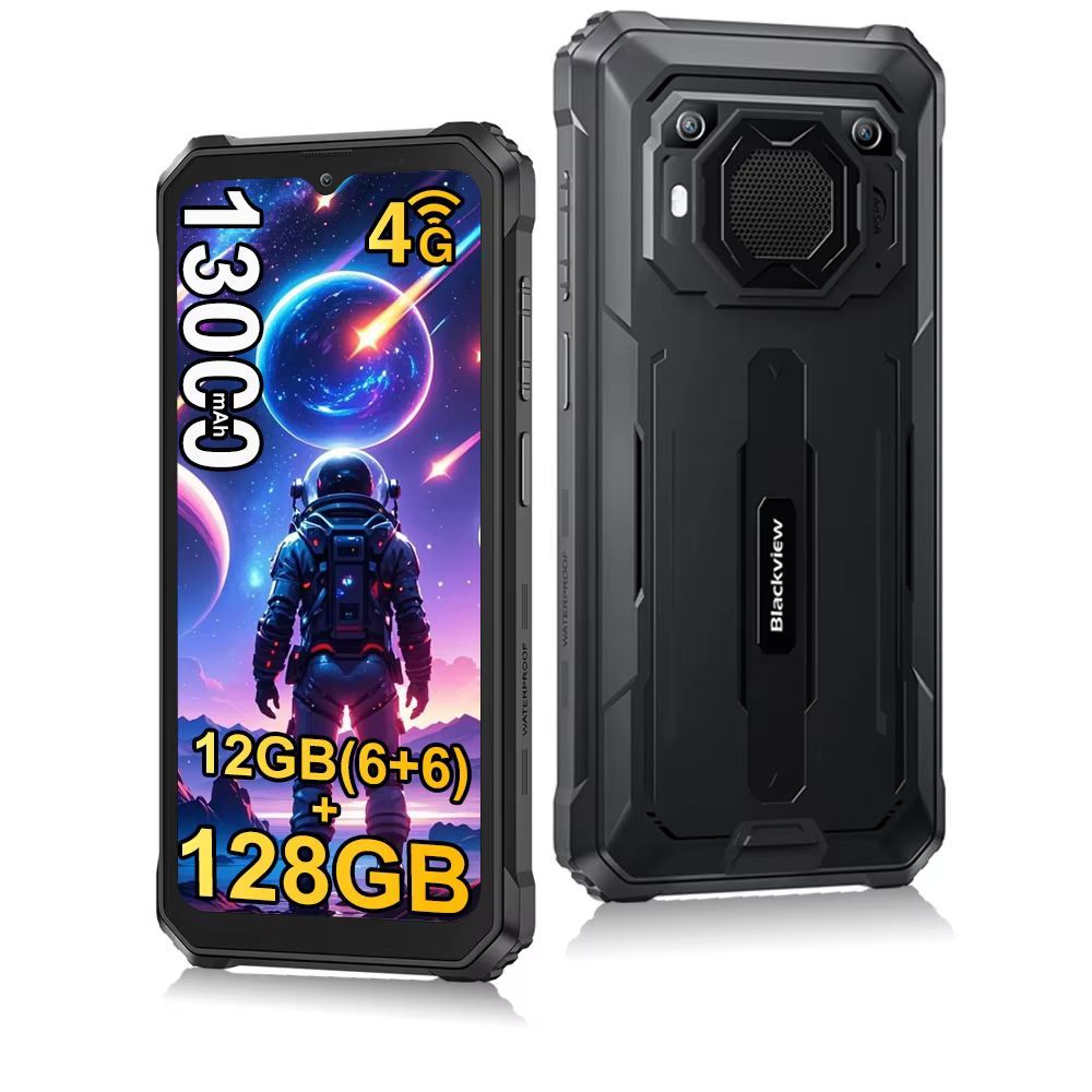 Blackview BV6200 Pro [pas de chargeur UE] Smartphone robuste 12 Go (6 + 6) 128 Go 13000 mAh 6,56" Android 13 13 MP NFC IP68 double SIM