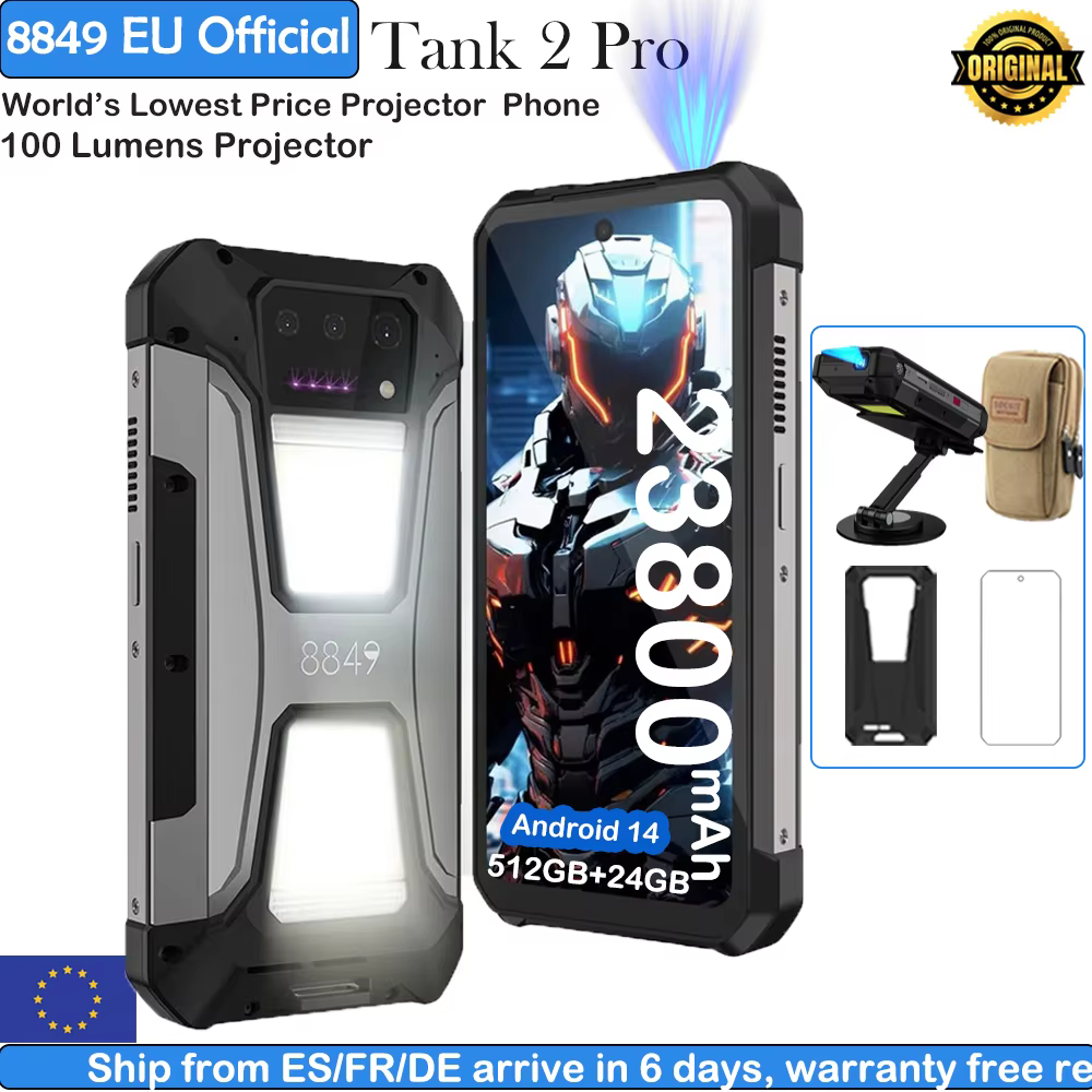8849 Tank 2 PRO Unihertz Projector Rugged Smartphone 23800mAh  2.4K Display 24GB 512GB Mobile Phone 120W Android 14 Phone - AliExpress 509