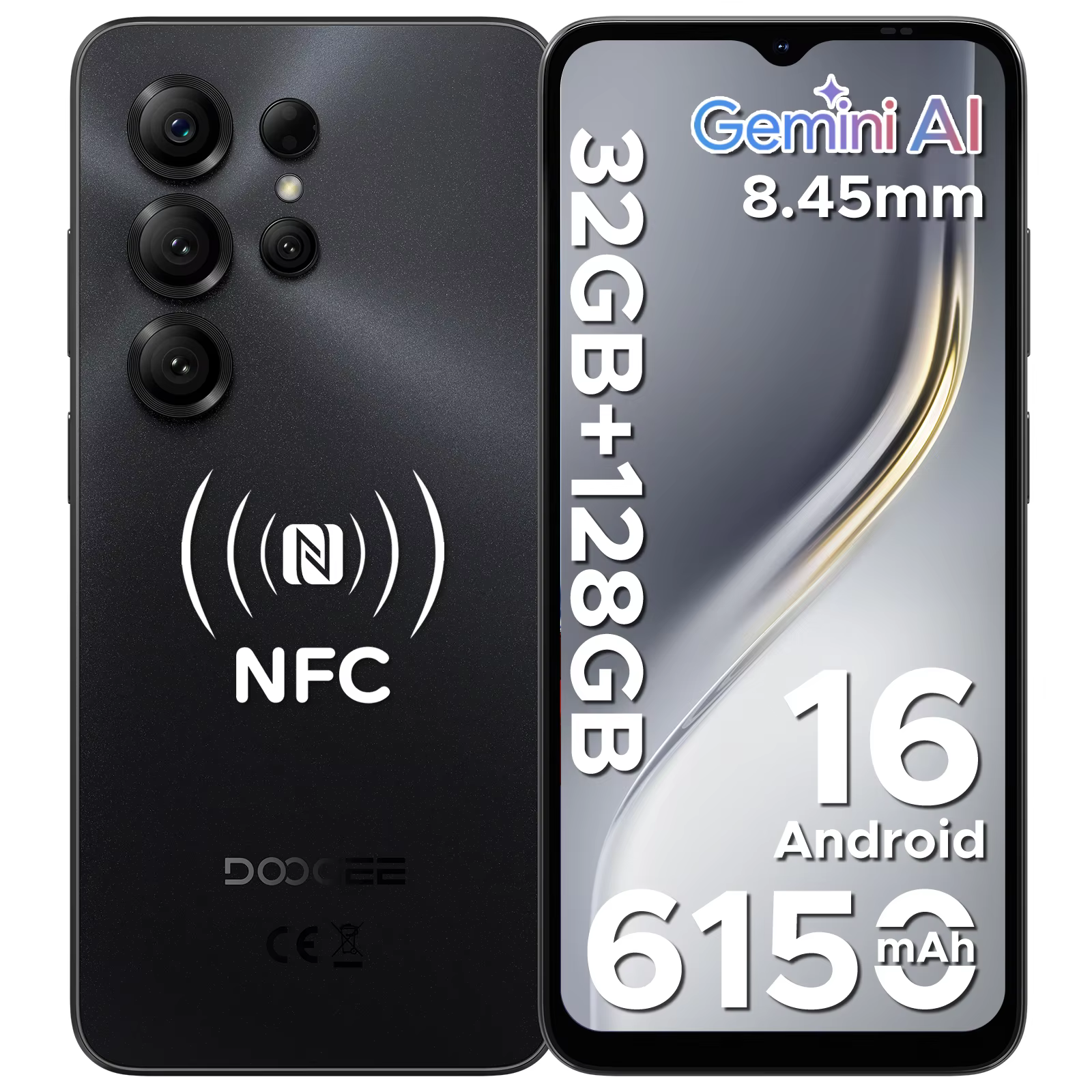 Version Globale DOOGEE Note56X Pro Smartphone Android 16 Gemini AI Écran 6,56'' Batterie 6150mAh Prise en Charge Widevine L1 Téléphone Portable