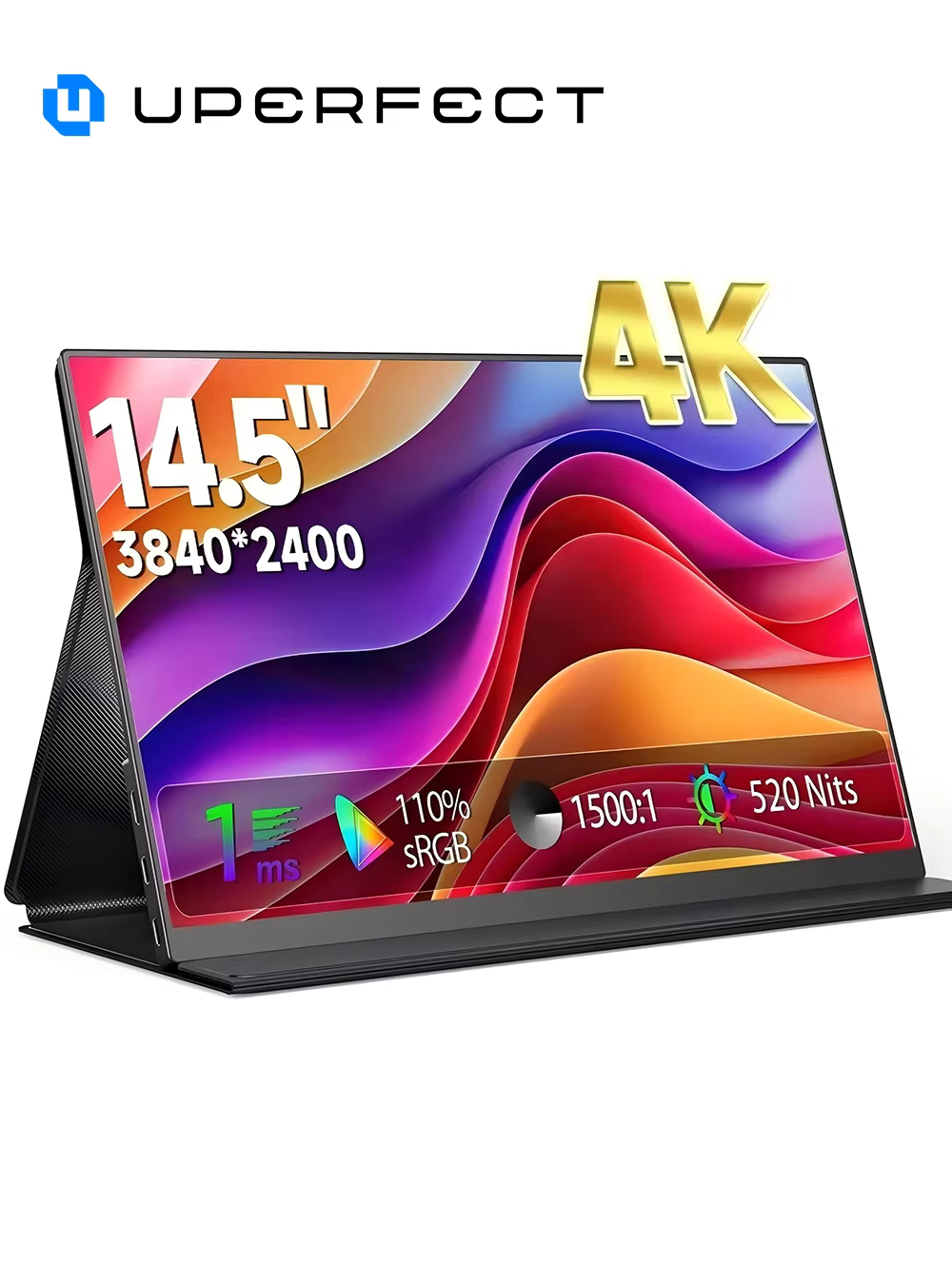 UPERFECT 14.5" 4K 60Hz Portable Monitor 16:10 IPS Screen With Type-C Mini HDMI Second Display Stand For MAC/Laptop/PC/Xbox/PS5