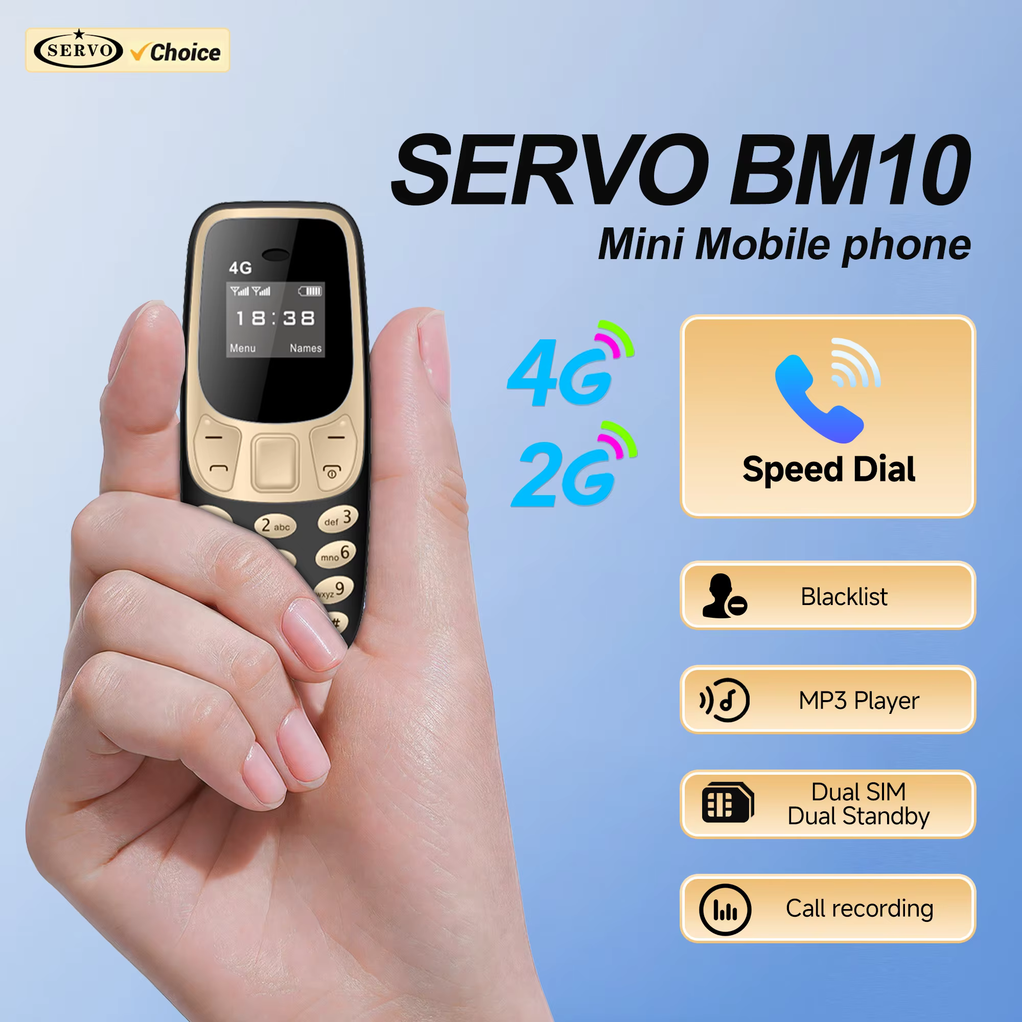SERVO BM10 Mini Mobile Phone 2G GSM/4G LTE Speed Dial Call Recording MP3 Player Blacklist Dual SIM Standby Smallest Cellphones - AliExpress 509