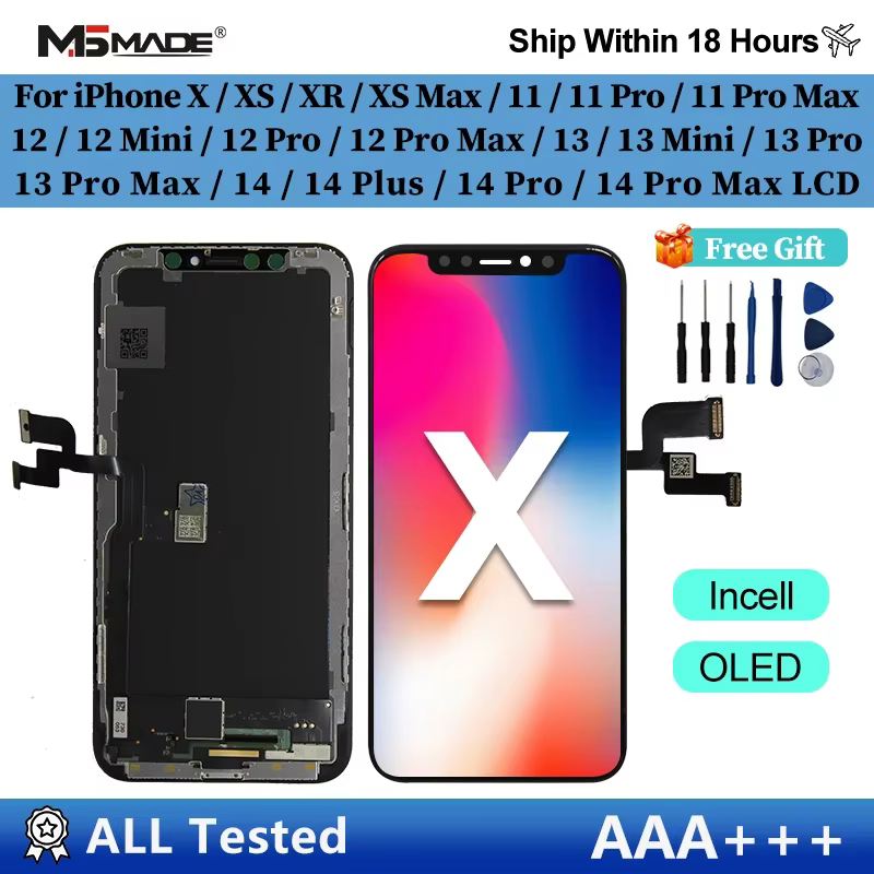 Écran OLED X LCD pour iPhone XR XS MAX 11, écran tactile 3D de remplacement pour 12 14 Plus 11 Pro, écran Incell 12 Pro Max, écran 13 Min