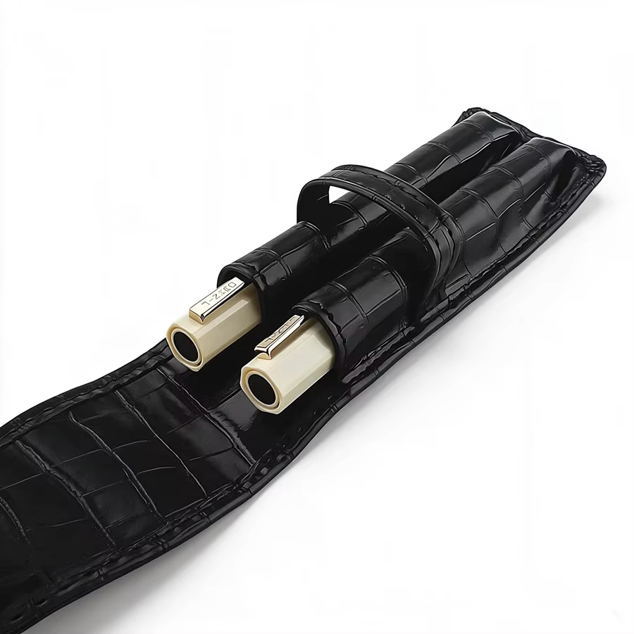 Black Crocodile Pattern PU Leather Double Slot Storage Case Portable Waterproof Small Tools Protective Sleeve Business - AliExpress 21