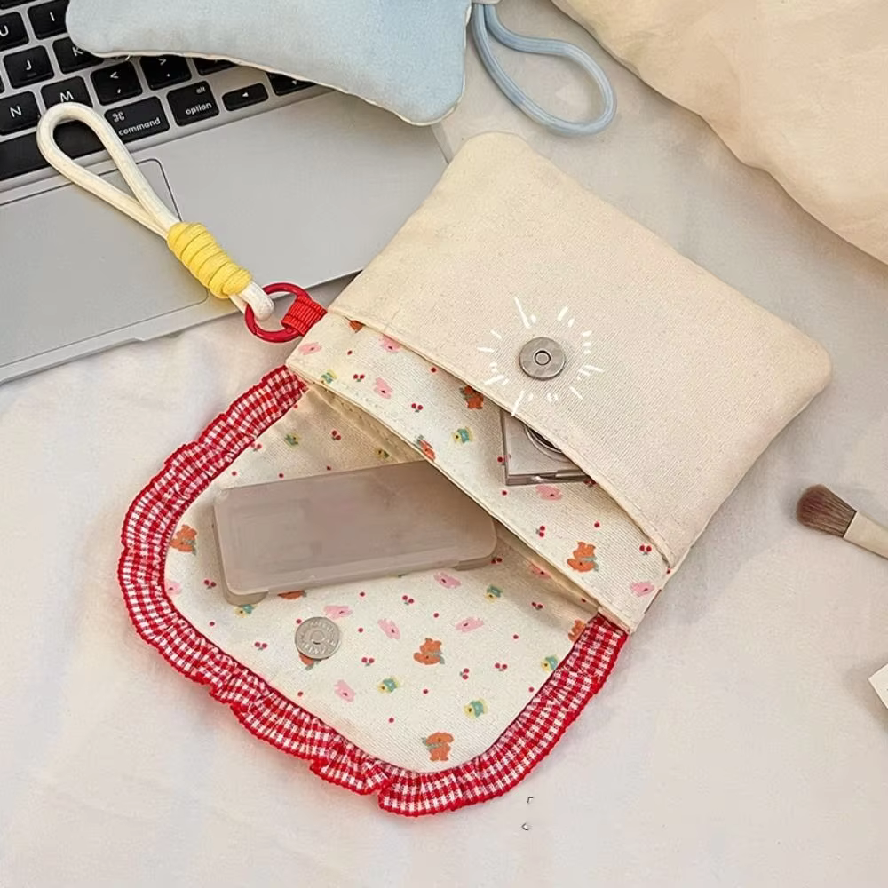 Large Capacity Sanitary Napkin Storage Bag Printed Portable Floral Makeup Bag Korean Style Small Item Bag Mini Cosmetic Bag