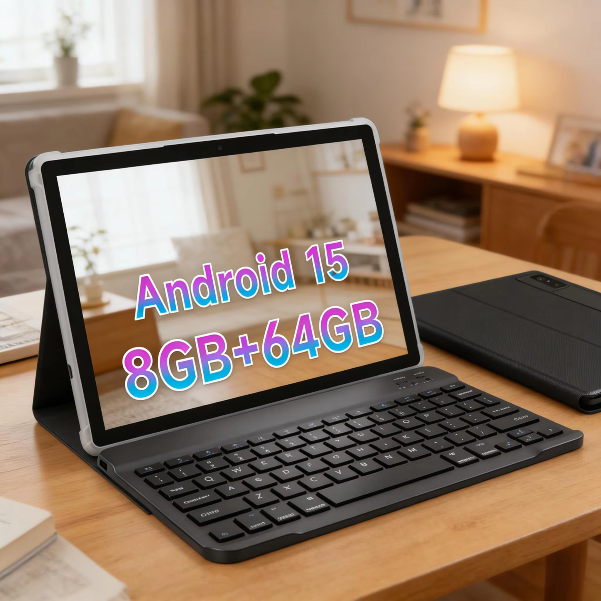 ANRY 10.1 Inch Android 15 Tablet, 8GB RAM 64GB ROM, Octa-Core Processor, 1280x800 IPS LCD 5000mAh Battery WiFi Tablet With Case